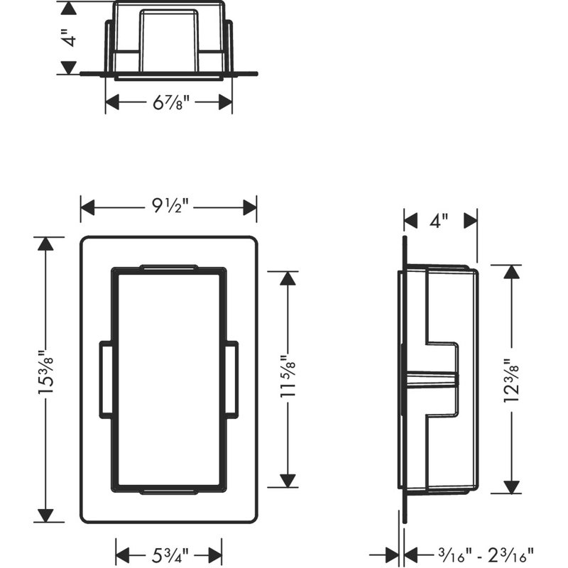 XtraStoris Minimalistic Wall Niche Frameless 12"x 6"x 4", Matte Black