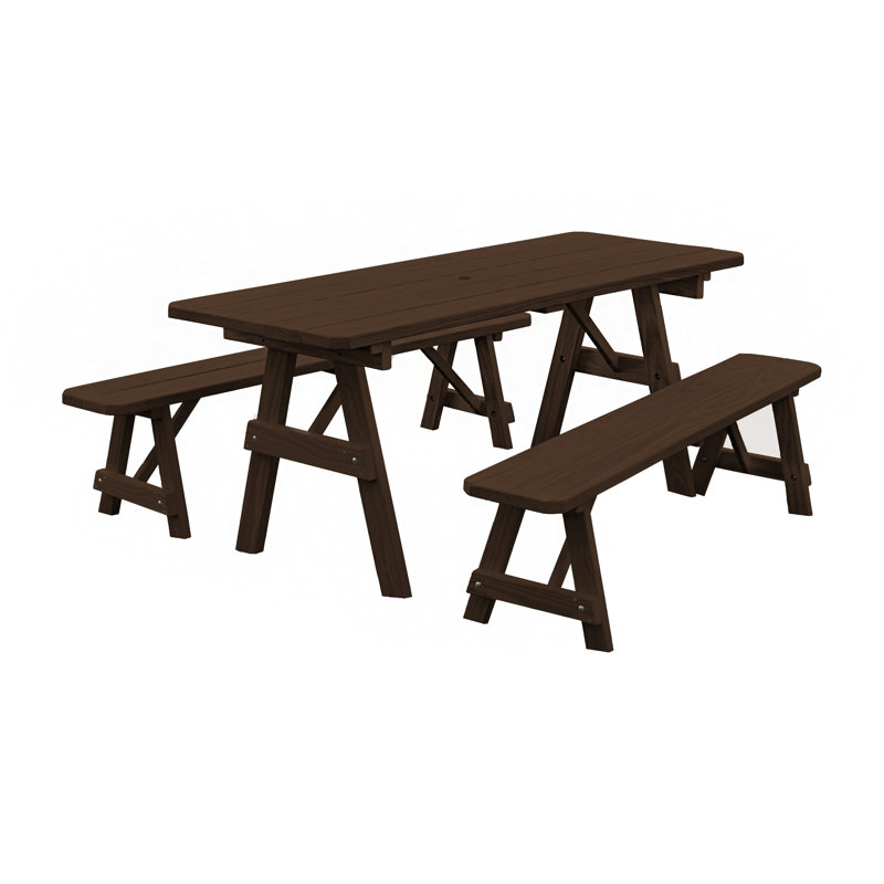 Table de pique-nique 3 pièces Summerhill, Noyer, L 70 po x l 27 po x H 30 po