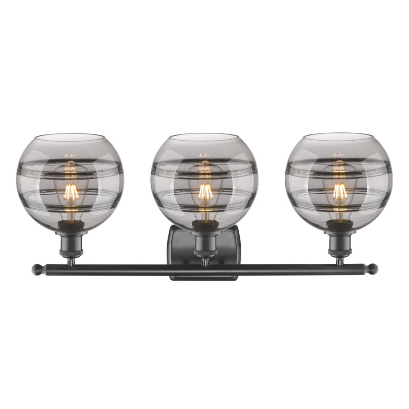 Éclairage pour meuble-lavabo 3 lumières Natick, Gris fumée clair, Bronze huilé