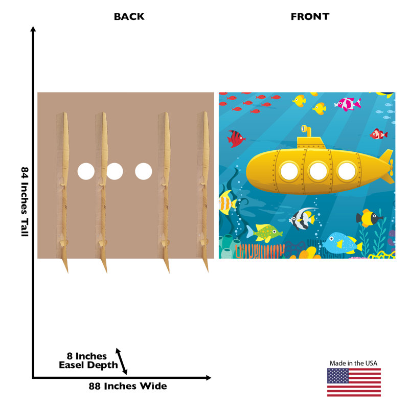 84 x 88 Inch Yellow Submarine Cardboard Standin Backdrop