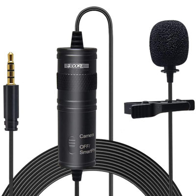 5Core Lavalier Microphone Clip On Professional Grade 3.5mm Lav Lapel Mic Omnidirectional