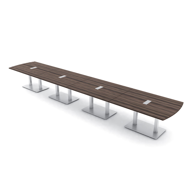 Table de conférence Pavert Arc Unité électrique, Argent, Eucalyptus naturel, H 30 po x l 240 po x P 48 po