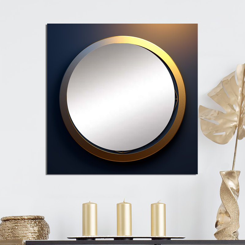 Prakseda - Modern Geometric Square Mirror Wall Art For Bathroom, 23" x 23"