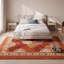 Tapis Hawthorn2 Modern Circles géométrique orange, rouge et crème, lavable à la machine, antidérapant, à poils courts, pour l'intérieur et l'extérieur, adapté aux animaux domestiques, idéal pour le salon, la chambre, la salle à manger, l'entrée, le couloir ou le bureau.-183083975
