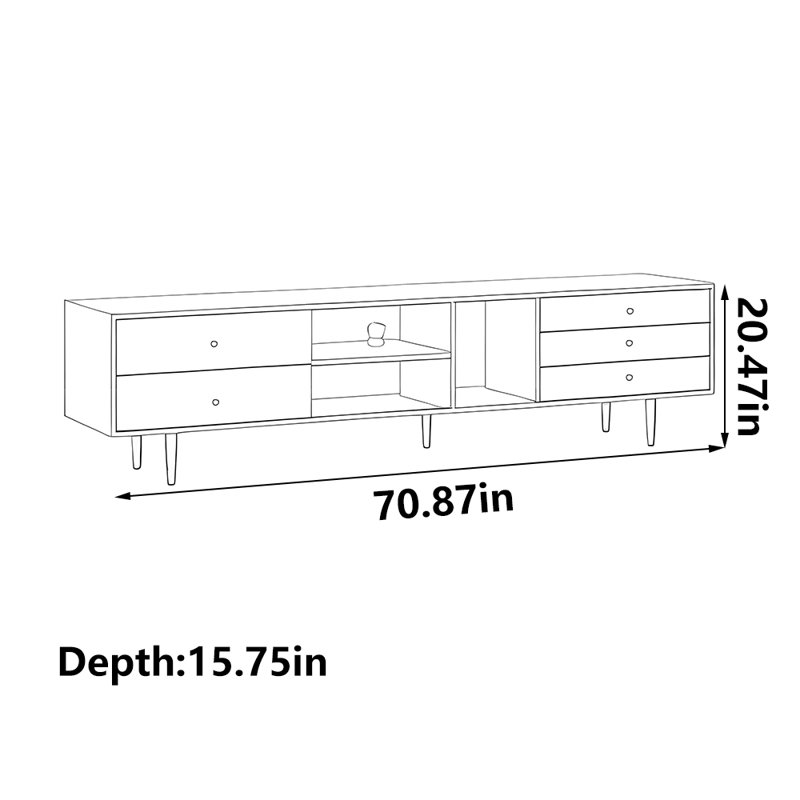 Nordic style simple practical TV cabinet, 70.87"