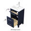 Lumiere 20 po X P 16 po P 35 po Meuble-lavabo simple H en finition bleu marine avec plateau en céramique blanche-1106224130