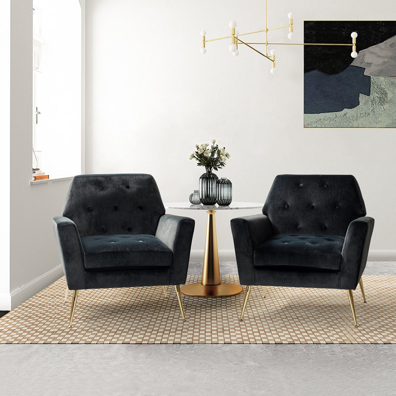 Fauteuil Thaddeus, Velours noir