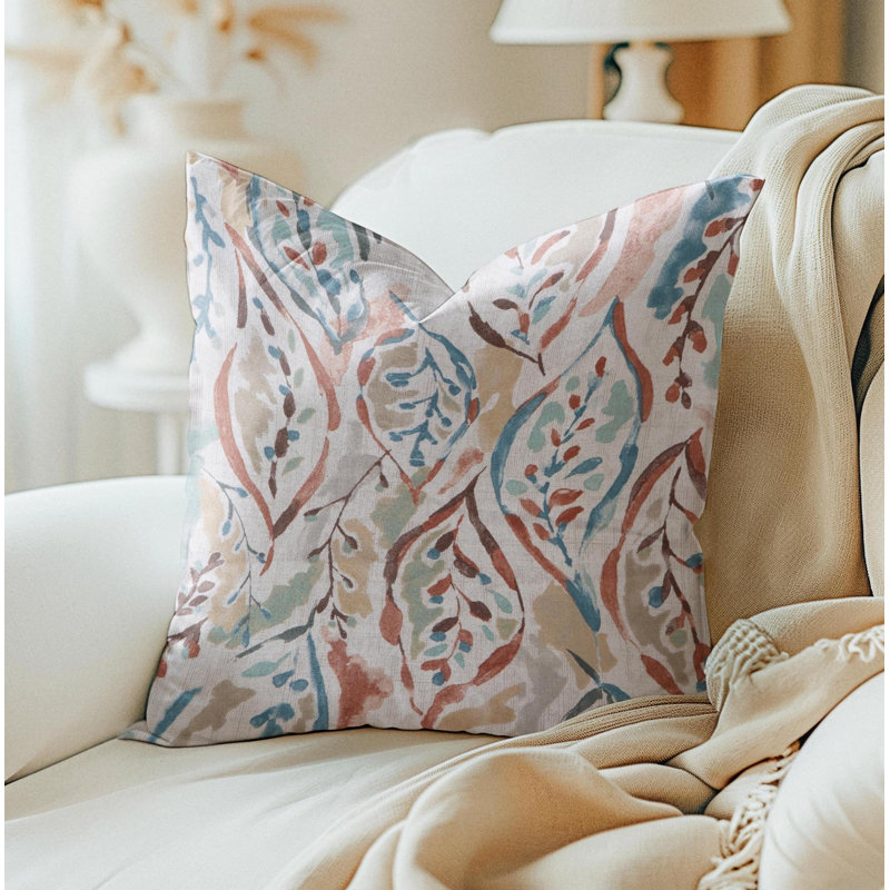 Housse de coussin cuivre et turquoise, Carré 17 po