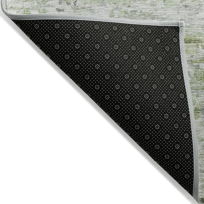 Tapis intérieur lavable rayé 8 pi vert et ivoire artichaut