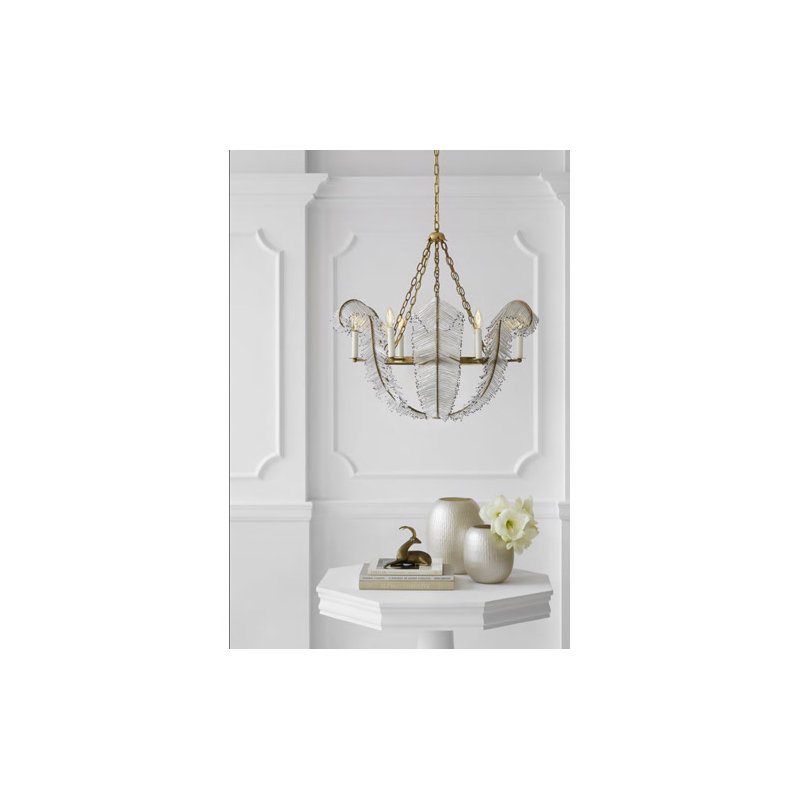 Calais 6 - Light Chandelier, Gilded Iron