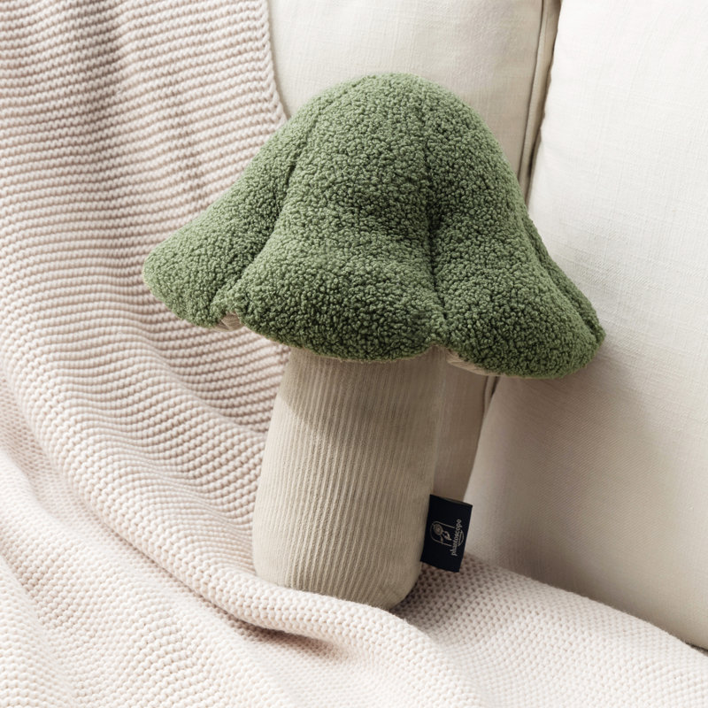 Coussin décoratif en forme de champignon, coussin décoratif en molleton, Vert clair, 13"*12"