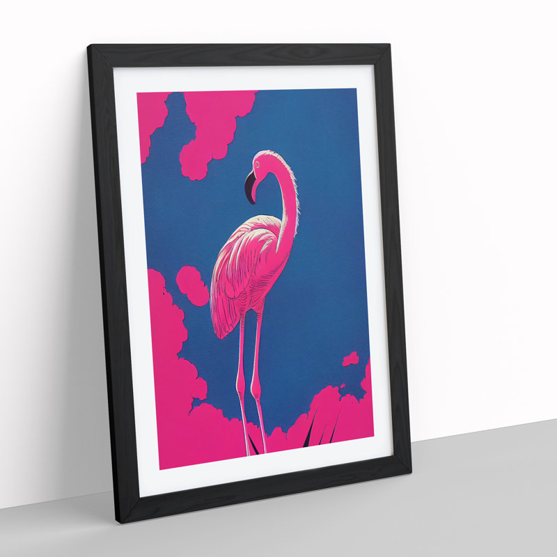 Resting Flamingo - Framed Print, Black, 34cm H x 25cm W x 2cm D