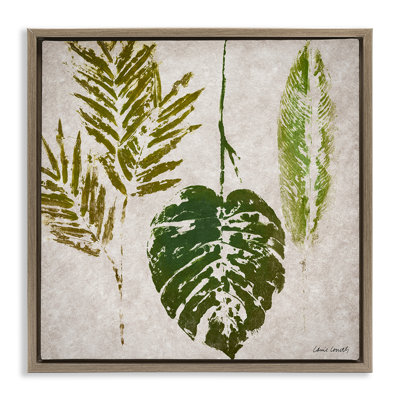 Greenery Leaf Impressions Framed Floater Canvas Wall Art by Lanie Loreth