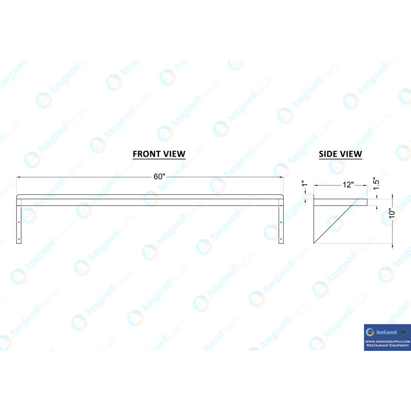60" Stainless Steel Wall Shelf with Brackets for Kitchen and Garage