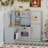 L-Shaped Corner Play Kitchen for 2-3 Kids, Wooden Pretend Set with Larger Play Area, Realistic Lights & Sounds, Ample Storage & Utensils, with Realistic Stove Sounds, Microwave, Sink & Storage(gray)-117045364