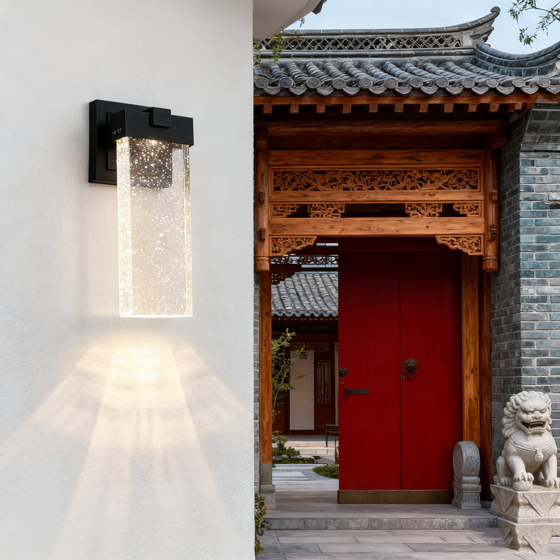 2 Units 12w Outdoor Led Crystal Wall Light, Waterproof Transparent Lamp – Perfect For Patio/doorway/entryway/hallway, Modern Design, Rust-proof Aluminum+crystal Shade, Multi-weather Resistant