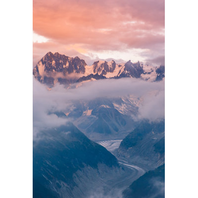 Cloudy Sunset Over Iconic Mont-Blanc Mountains Range And Glaciers by Angelina Cecchetto - Wrapped Canvas Print