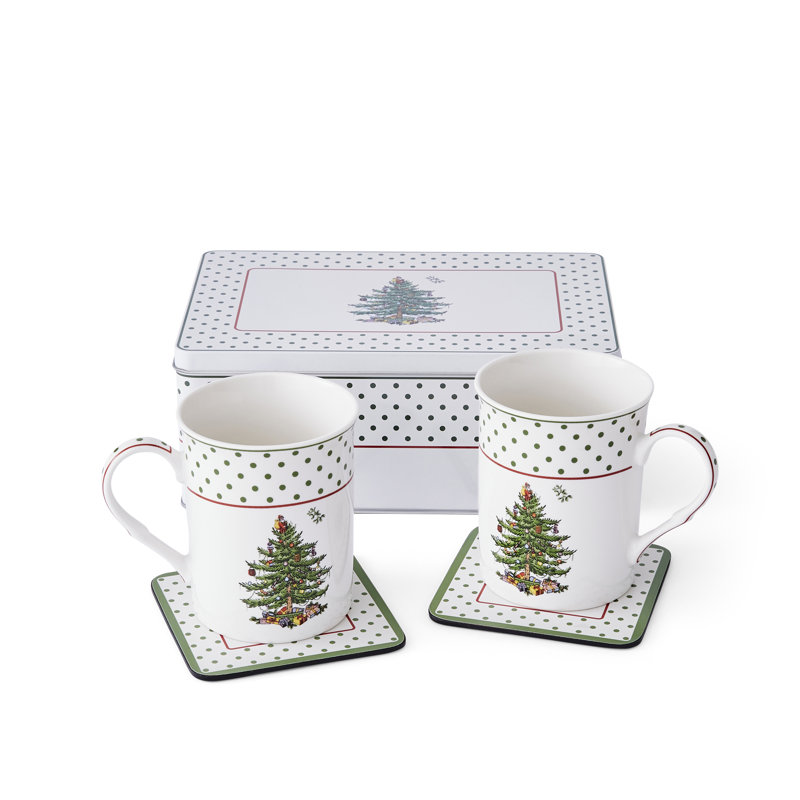 Christmas Tree POLKA DOT MUG AND TIN SET