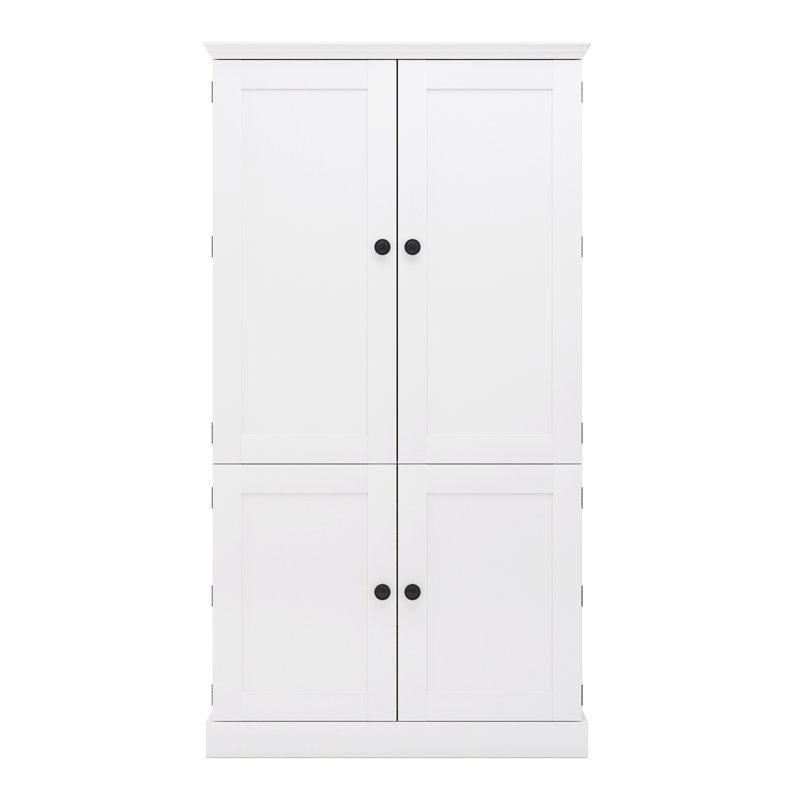 Cuisine Emaleah avec 4 portes, 3 tiroirs, casier à vin et tablettes ajustables, Blanc