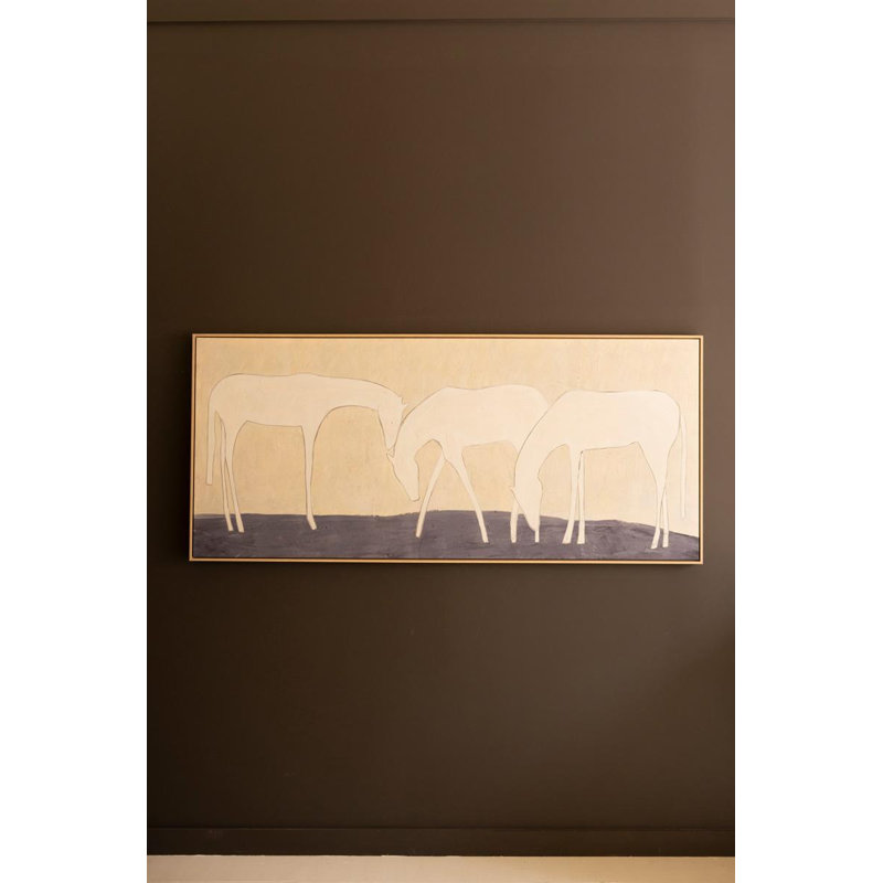 Framed Painting Three White Horses
