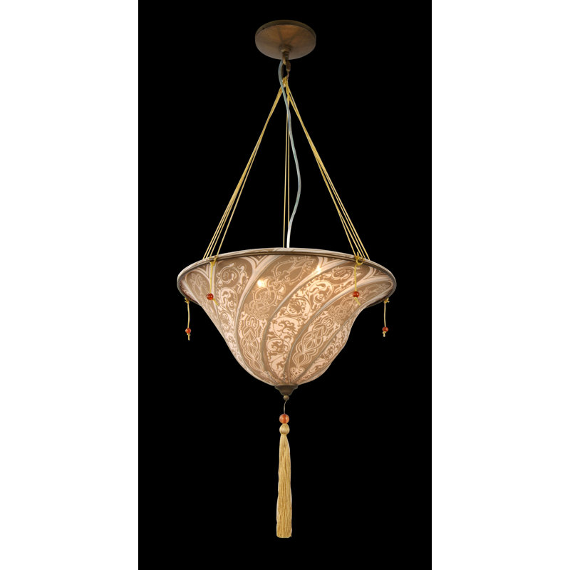Luminaire suspendu traditionnel en tissu 2 lumières