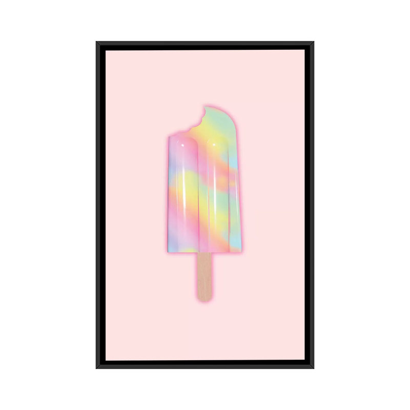 « licorne popsicle », impression sur toile tendue, H 26 po x l 18 po x P 1,5 po, Toile avec cadre noir, Pas de tapis