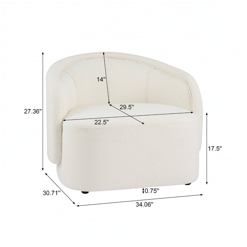 Fauteuil d'appoint incurvé crème, Crème