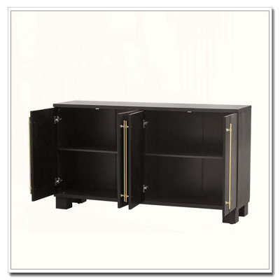 Buffet en bois avec poignées dorées et tablettes réglables