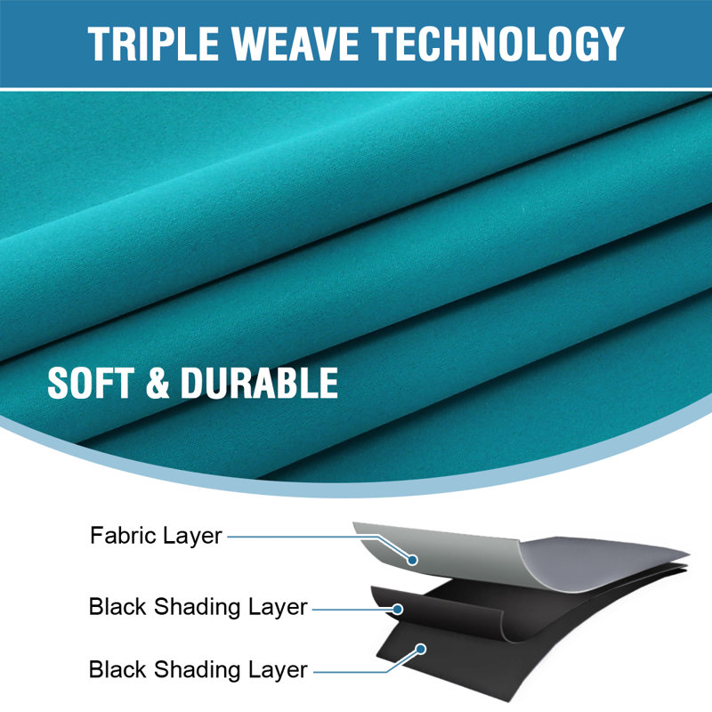 100% Blackout Curtains for Bedroom with Liner Full Room Darkening Curtains Thermal Insulated Back Tab/Rod Pocket Window Drapes for Living Room, 2 Panels