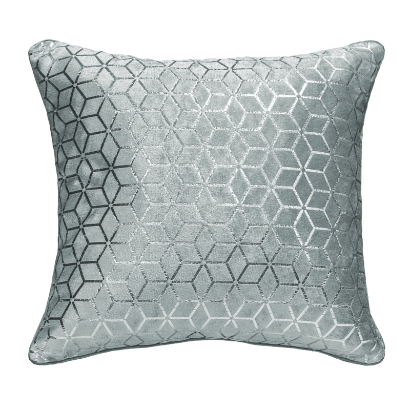 Kangana Luxury Metallic Geometric Foil Pattern Cushion, 56cm x 56cm, Silver