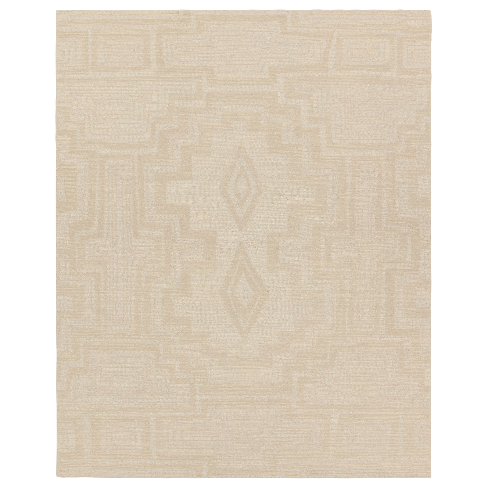 Murphie Handmade Wool Light Gray/Cream Rug, Rectangle 8' x 10'