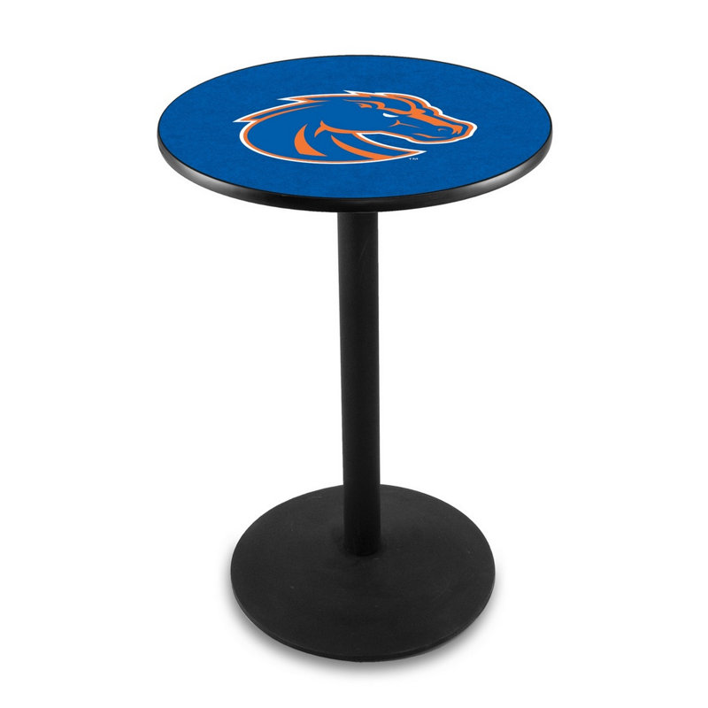 Round Metal Base Dining Table, Black Wrinkle, Boise State University