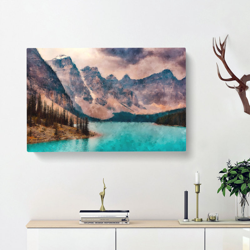 Mountains By Lake Moraine Canada - Wrapped Canvas, 40cm H x 60cm W x 3cm D