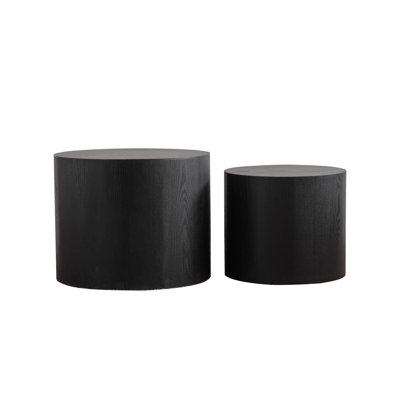 Nesting Coffee Table Set Of 2 Round Wooden Coffee Tables Circle Modern Table For Small Space Living Room Bedroom Accent End Side Table