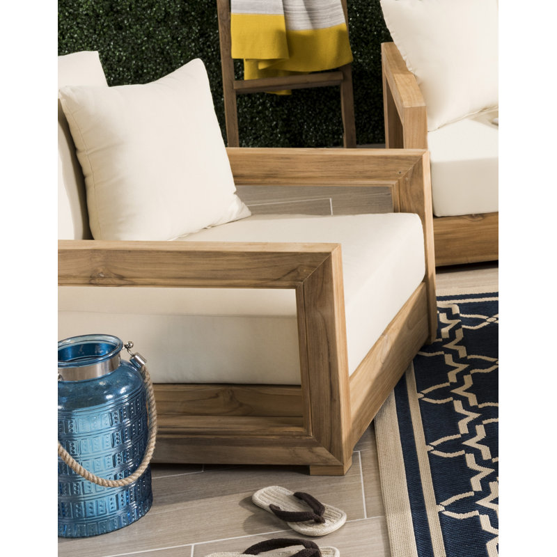 Melrose Teak Outdoor Lounge Chair, Beige
