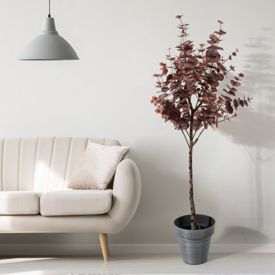 Eucalyptus artificiel en pot noir pour décoration de bureau personnel