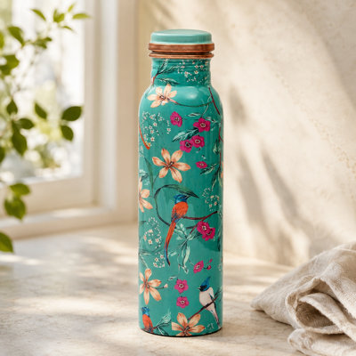Aqua Flora Copper Water Bottle, 10 Inch