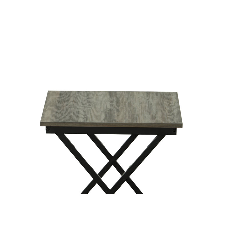 Table d'appoint carrée moderne gris 18,5 po avec structure en métal durable, Gris patiné