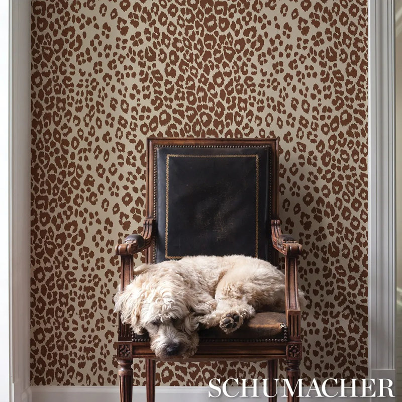 Iconic Leopard Wallpaper, Brown on Neutral