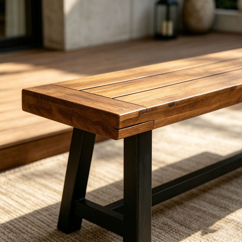 Banc d'extérieur en bois d'acacia, Gris et noir - 2 pièces