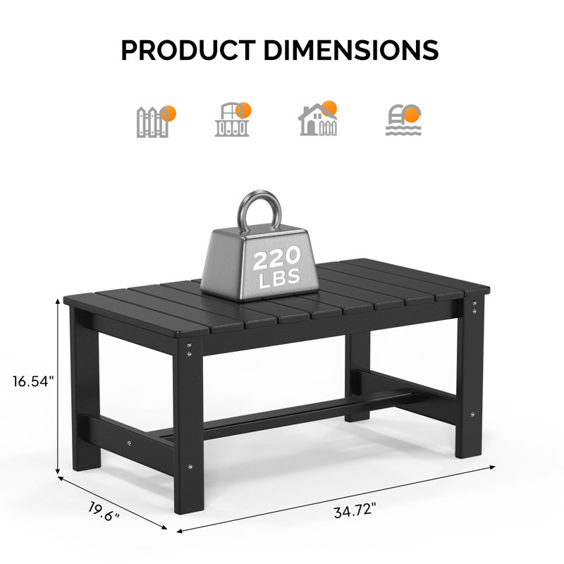 Table d'appoint de patio en PEHD noir
