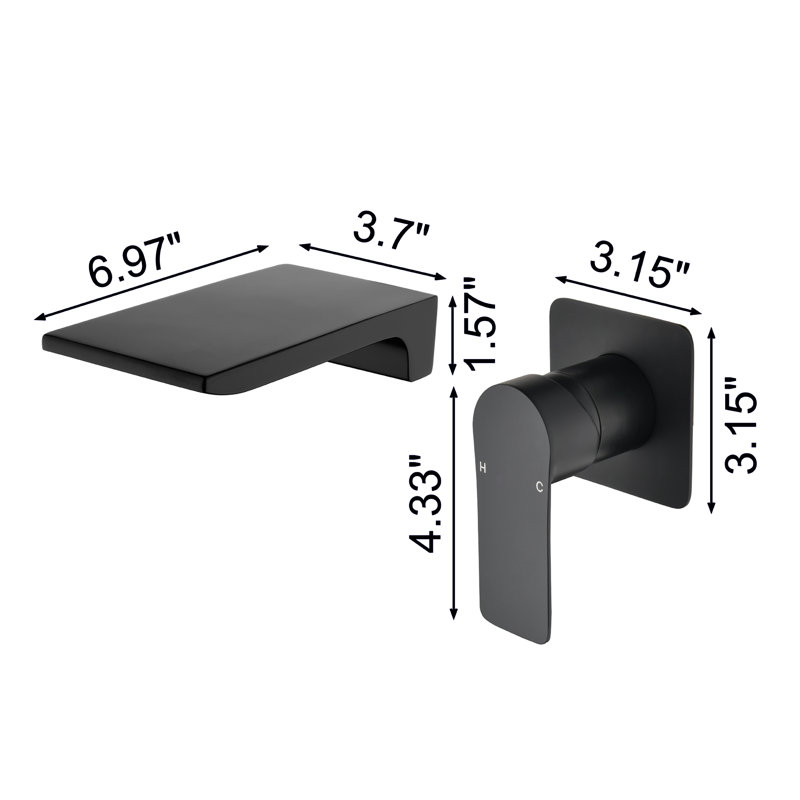 Robinet de salle de bain mural, Noir mat
