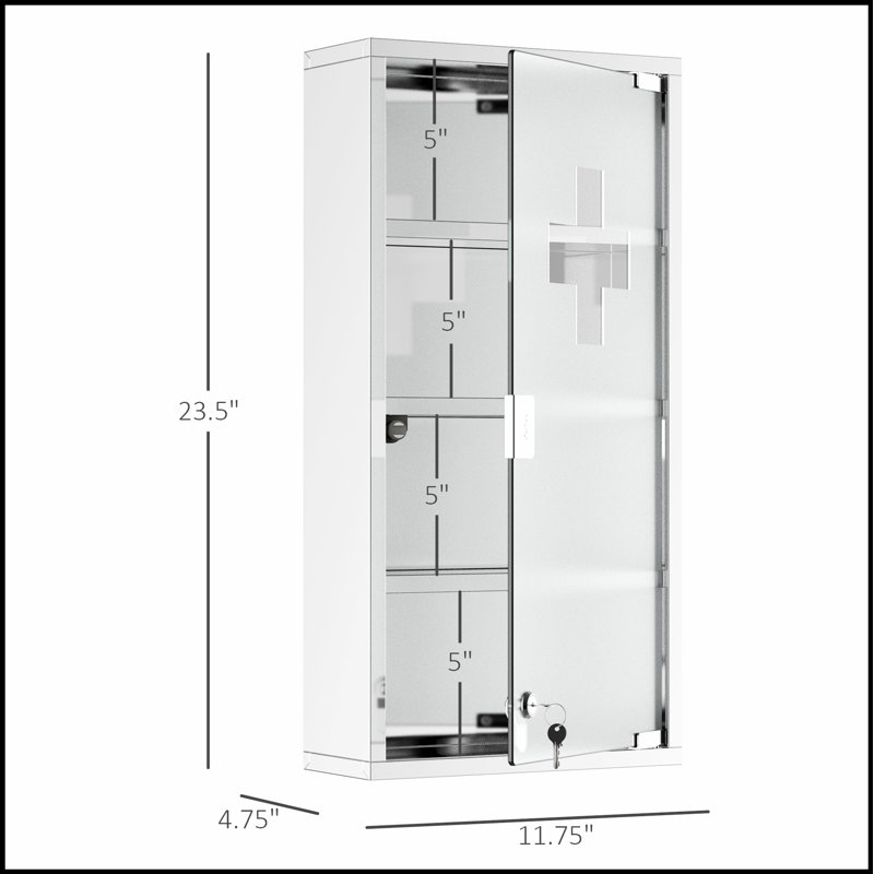 Armoire à pharmacie murale avec serrure et tablettes à 4 niveaux, rangement sécuritaire pour articles médicaux essentiels et fournitures de premiers soins