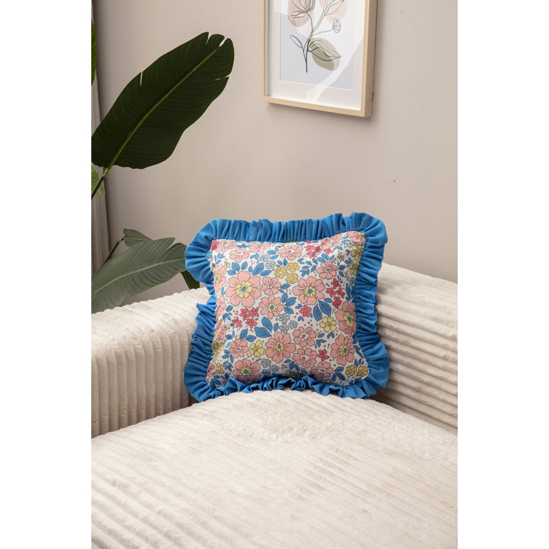 Housse de coussin, Motif floral bleu