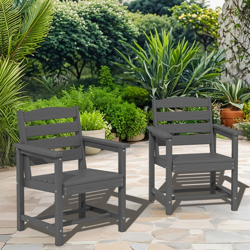 HDPE Outdoor Dining Chairs, Gray