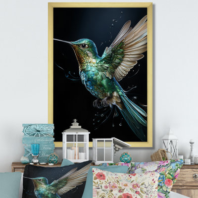 Woodleigh Teal Black Hummingbird Aerial Grace - Hummingbird Wall Art