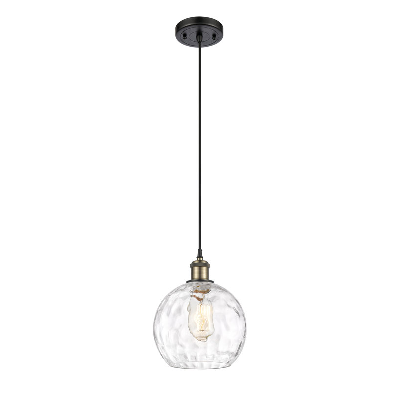 Luminaire suspendu sphère 1 lumière Roxane, Ampoule non incluse, H 10 po x l 8 po x P 8 po, Laiton antique noir