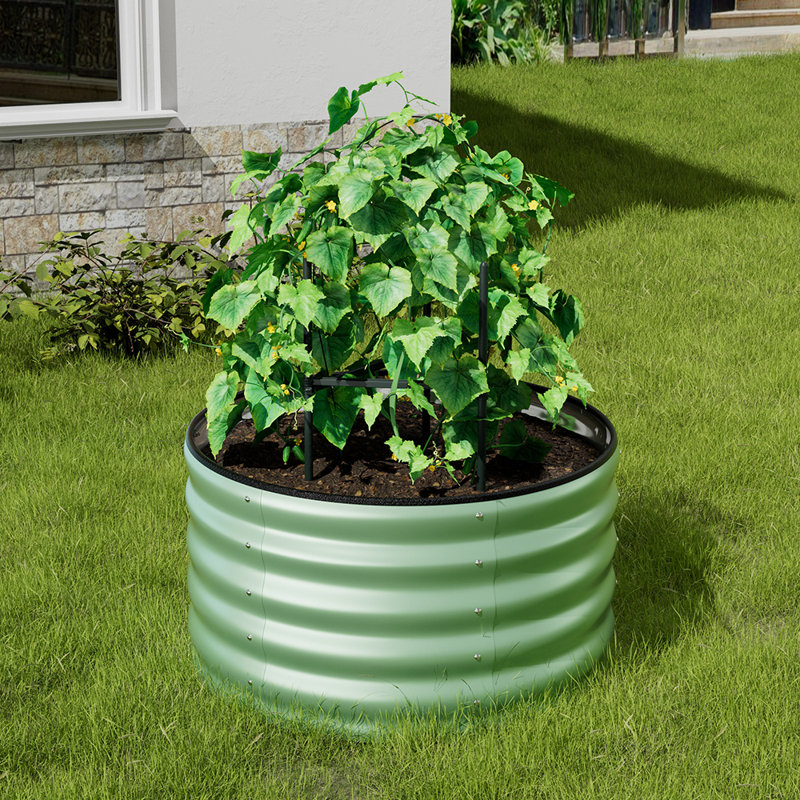 Metal Raised Garden Bed, 40cm H x 80cm W x 80cm D, Green