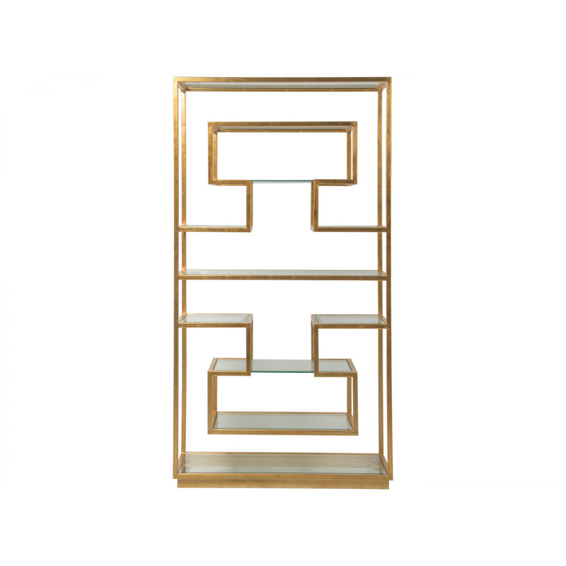 45"W x 18"D x 83"H  Metal Designs Holden Etagere, Gold Leaf