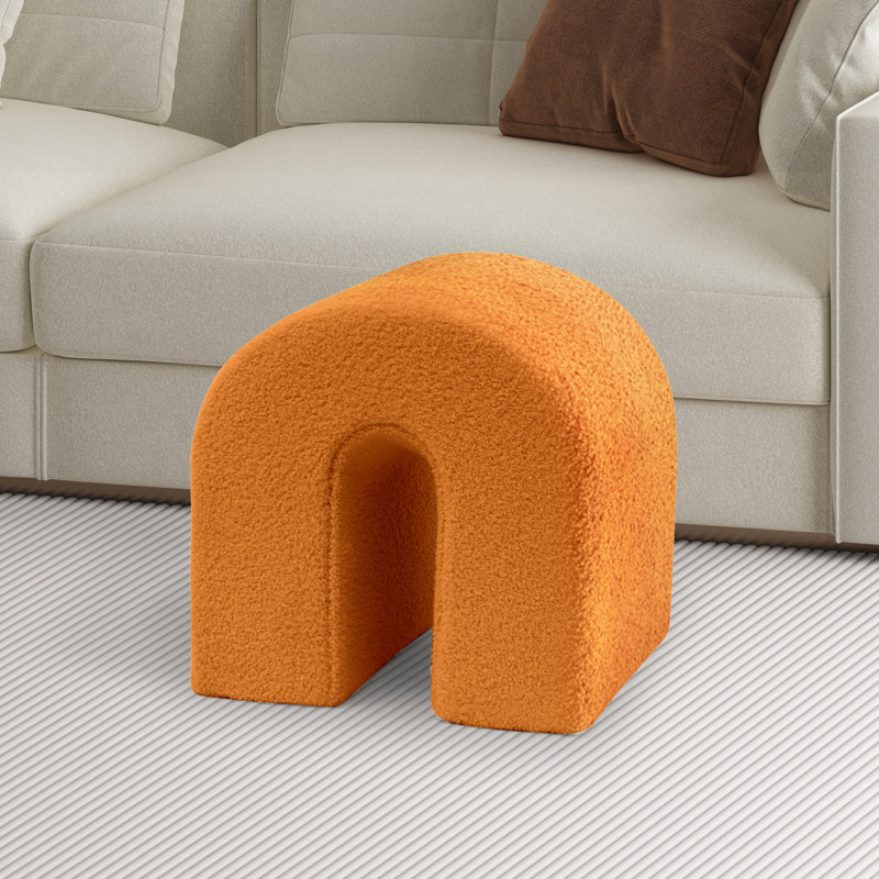 45cm Arched Footstool Large Ottoman, Orange